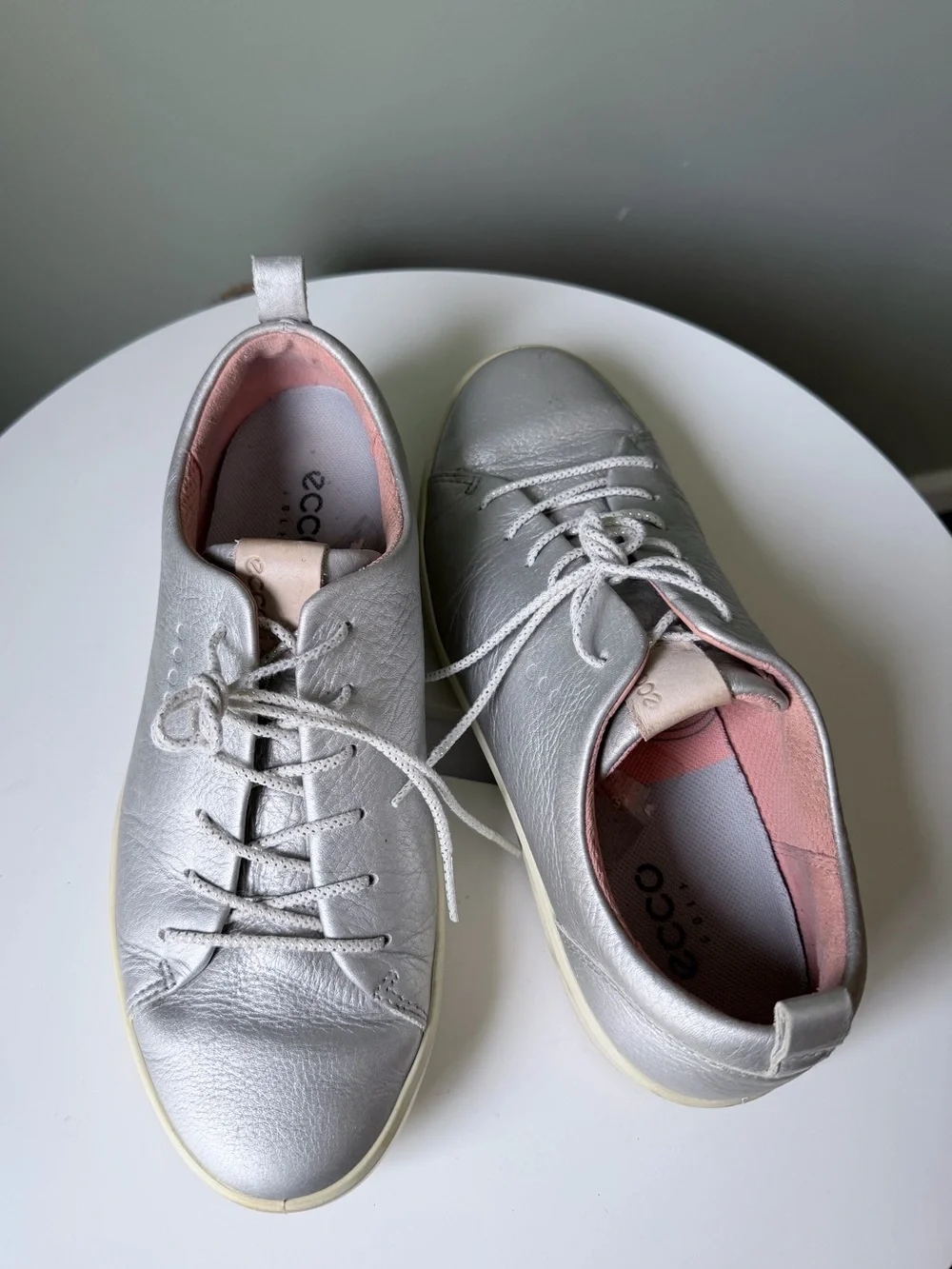 ECCO Golf Tray HYDROMAX Spikeless Golf Shoes Silver Leather Extra Width size 8